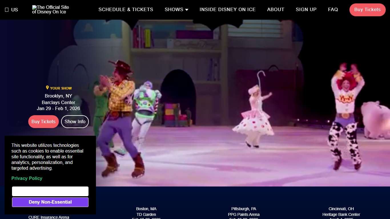 The Official Site of Disney On Ice A series of touring ice shows produced by Feld Entertainment under agreement with The Walt Disney Company.
