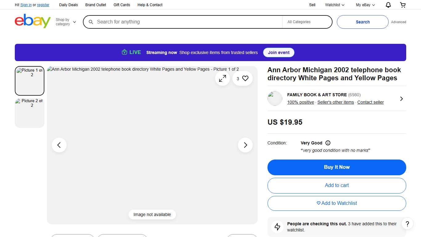 Ann Arbor Michigan 2002 telephone book directory White Pages and Yellow Pages eBay